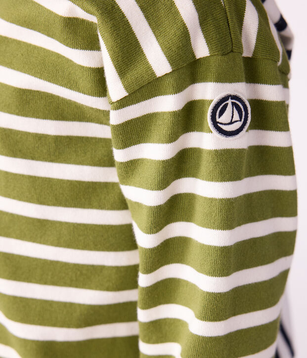 Marinera infantil de algod&oacute;n verde/crudo