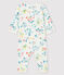Pijama enterizo sin pies de flores de tejido tubular de bebé niña blanco MARSHMALLOW/blanco MULTICO