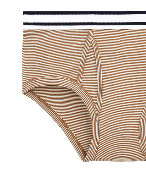 Calzoncillo para hombre con la milrayas marron BRINDILLE/blanco MARSHMALLOW