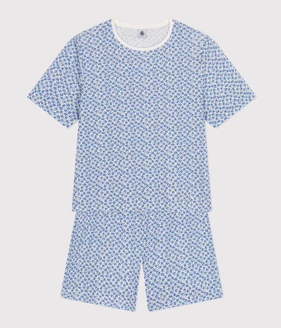 Pijama con pantalón corto y camiseta de algodón con motivo floral para mujer azul MARSHMALLOW/ INCOGNITO