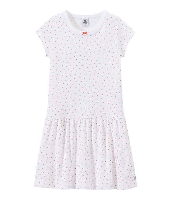 Camisón con corazones estampados para niña blanco ECUME/rosa ROSE