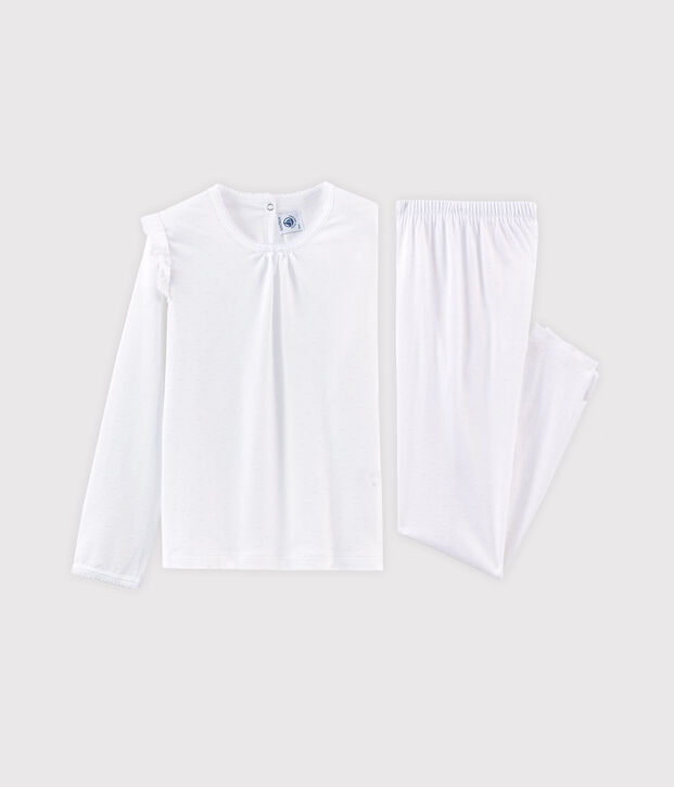 Pijama de algod&oacute;n fino para ni&ntilde;a blanco