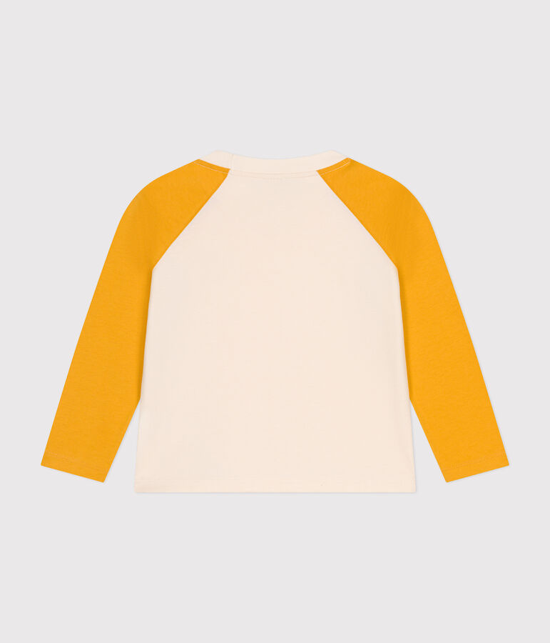 Camiseta de algod&oacute;n de manga larga de ni&ntilde;o crudo/amarillo
