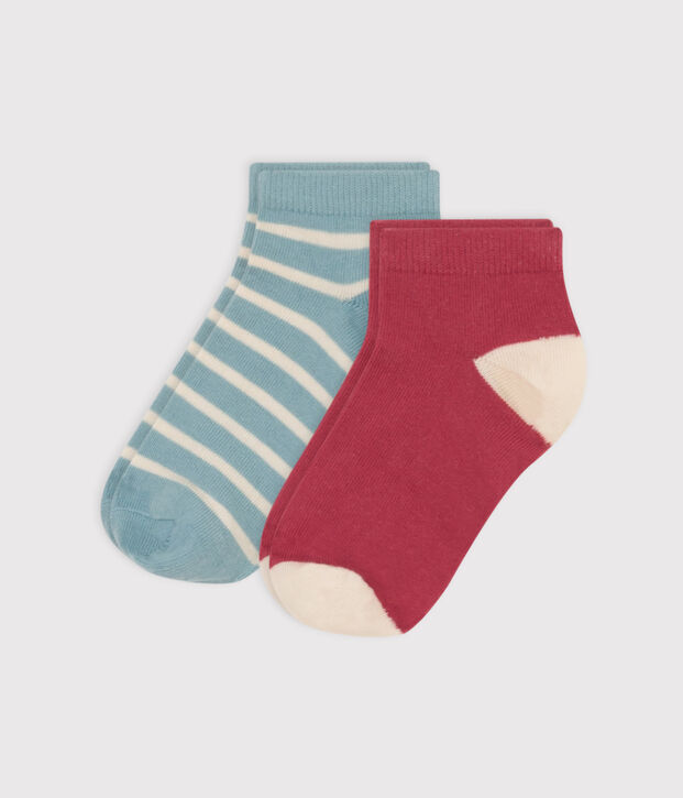 Juego de 2 pares de calcetines de punto de algod&oacute;n con rayas para ni&ntilde;os multicolor