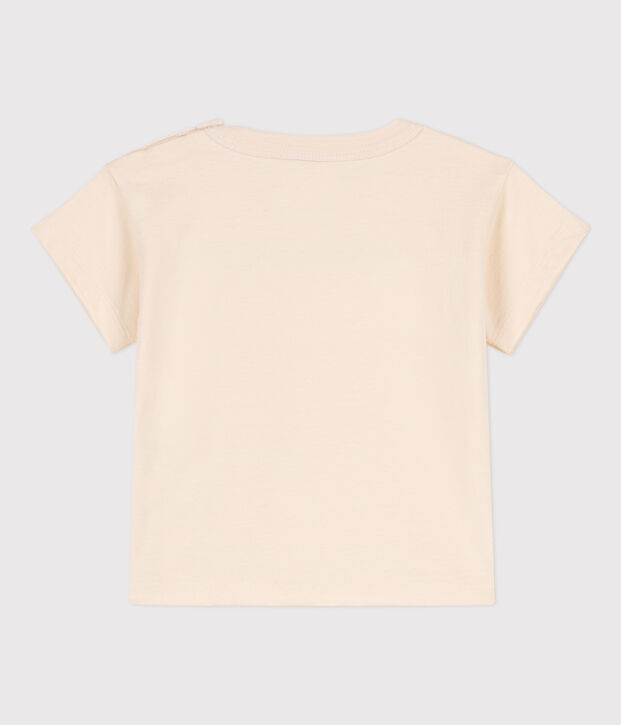 Camiseta de manga corta de punto bordado para beb&eacute; crudo