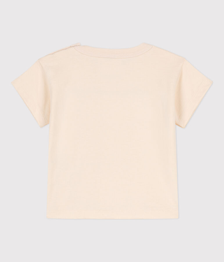 Camiseta de manga corta de punto bordado para beb&eacute; crudo