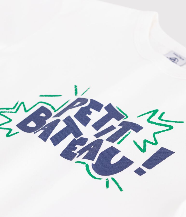 Camiseta infantil de manga corta de algod&oacute;n blanco MARSHMALLOW/blanco MULTICO