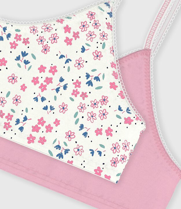 Juego de tops infantiles de algod&oacute;n con estampado de flores multicolor