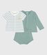 Conjunto de tres piezas de algodón y camiseta a rayas con limón para recién nacido