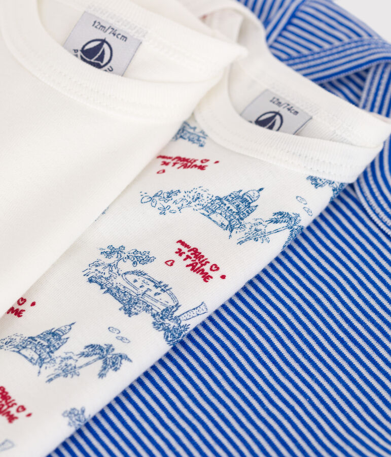 Juego de 3 bodis de algod&oacute;n de manga corta con estampado de Par&iacute;s para beb&eacute; multicolor