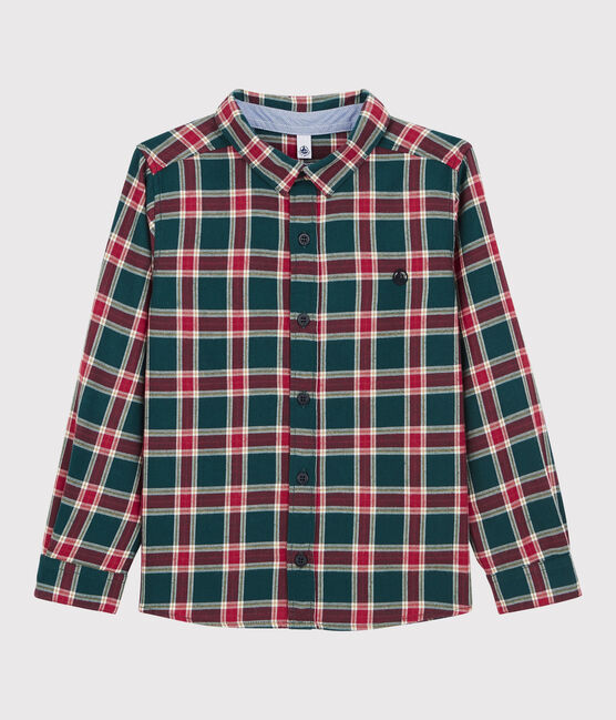 Camisa a cuadros de niño verde PINEDE/blanco MULTICO