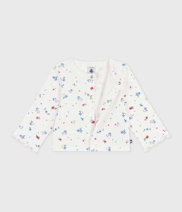 C&aacute;rdigan de algod&oacute;n con estampado de flores para beb&eacute; blanco/multicolor