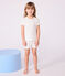 Pijama corto infantil de algodón calado con estampado de flores blanco MARSHMALLOW/blanco MULTICO