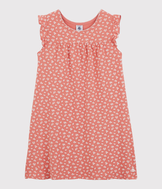 Camisón con flores de algodón de niña rosa PAPAYE/ MARSHMALLOW