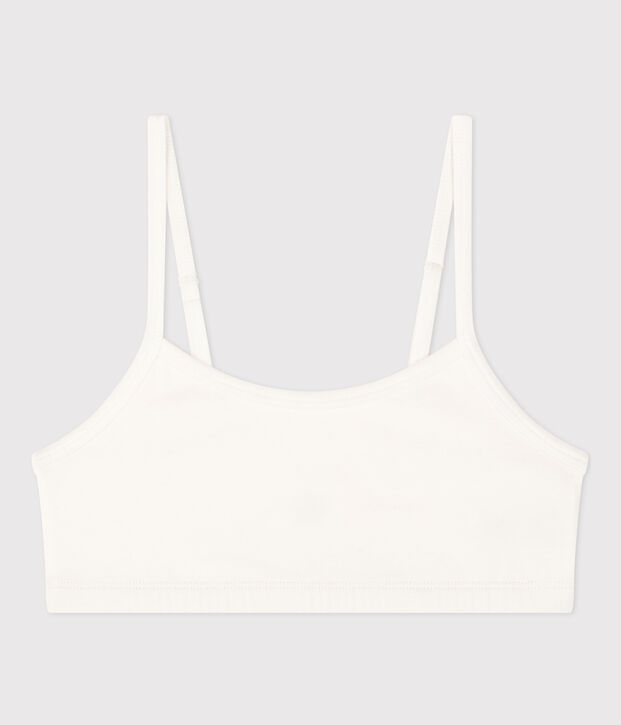 Top liso de algod&oacute;n y elastano para mujer blanco
