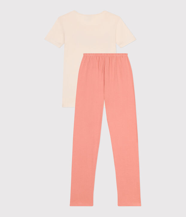 Pijama de manga corta de algod&oacute;n para mujer naranja/multicolor
