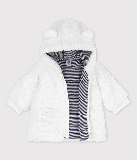 Abrigo de sherpa suave de bebé. blanco MARSHMALLOW