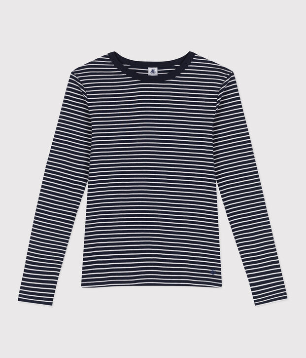 Camiseta Ic&oacute;nica de algod&oacute;n a rayas para mujer azul/blanco