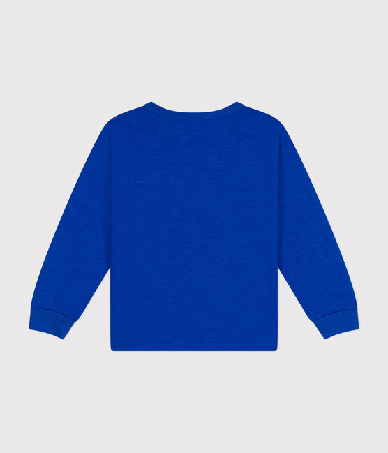 Camiseta de punto flameado de manga larga para niño azul CALVIN