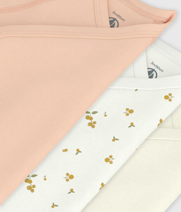 Juego de bodies cruzados y estampados de manga corta de algod&oacute;n para beb&eacute; multicolor