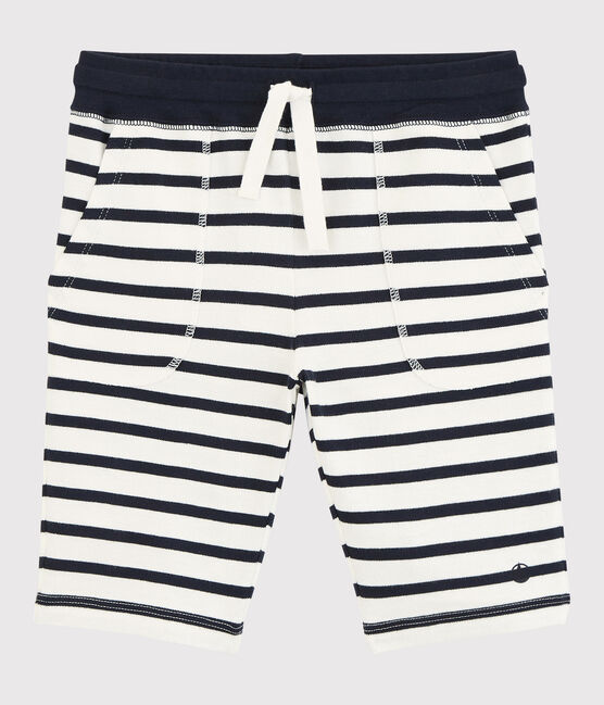Bermudas de algodón de niño blanco MARSHMALLOW/azul SMOKING