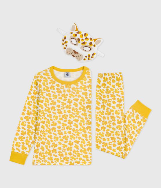 Pijama tipo disfraz infantil de algodón con estampado de leopardo blanco MARSHMALLOW/blanco MULTICO