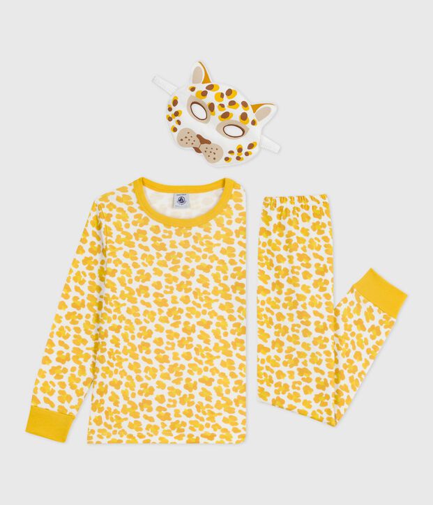 Pijama tipo disfraz infantil de algod&oacute;n con estampado de leopardo blanco/multicolor