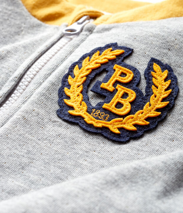 C&aacute;rdigan de tela t&uacute;bica con cremallera para beb&eacute; ni&ntilde;o gris/amarillo