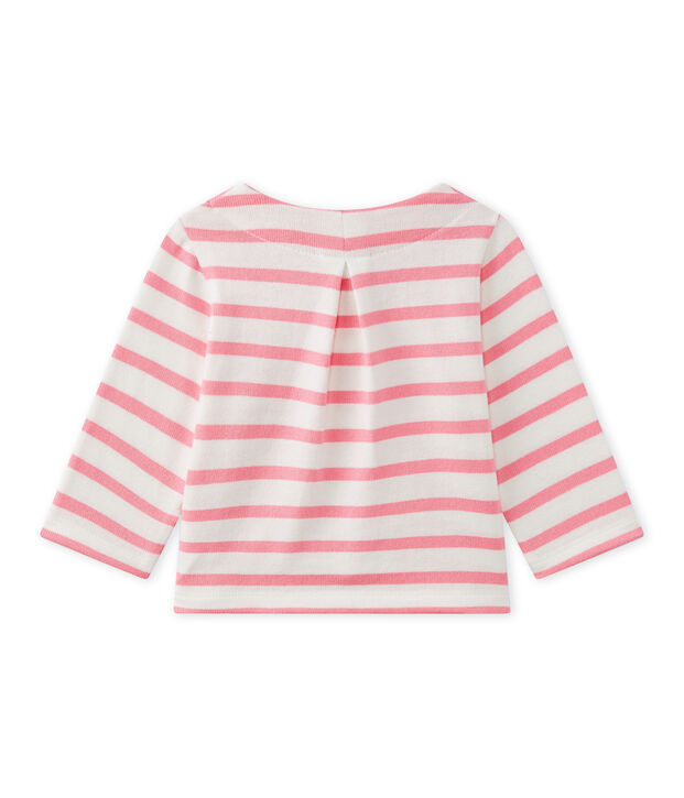 C&aacute;rdigan de beb&eacute; ni&ntilde;a a rayas blanco/rosa