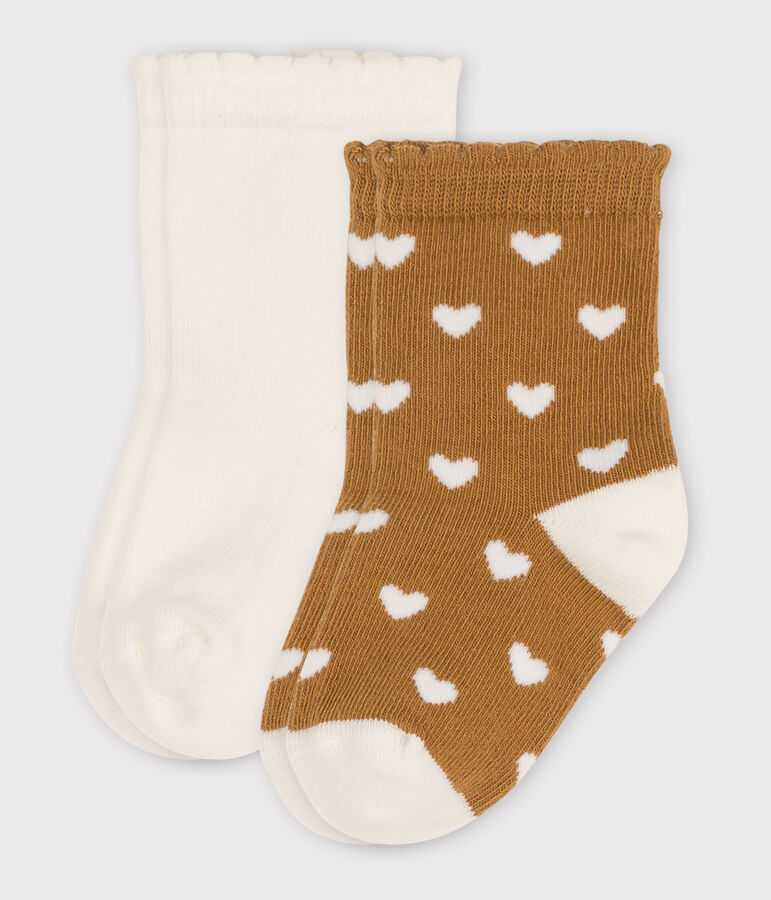 Juego de 2 pares de calcetines con corazones de beb&eacute; multicolor