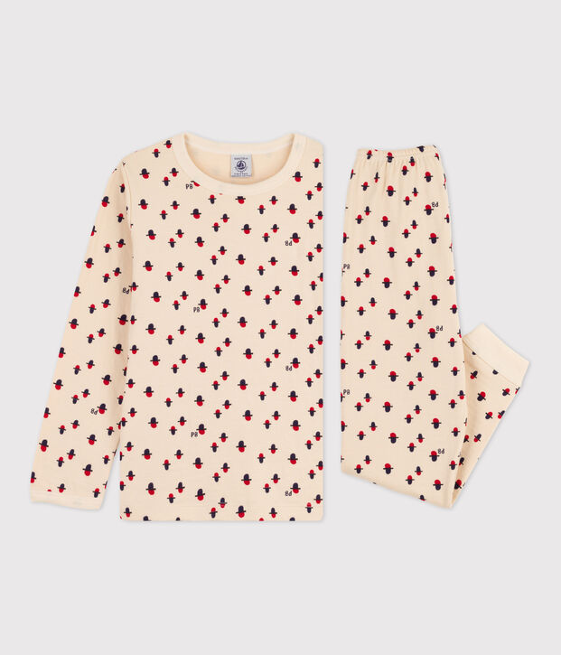 Pijama de t&uacute;bico para ni&ntilde;o/ni&ntilde;a crudo/rojo/multicolor