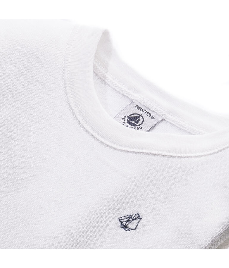 Boy's long-sleeved T-shirt in brushed cotton blanco Ecume