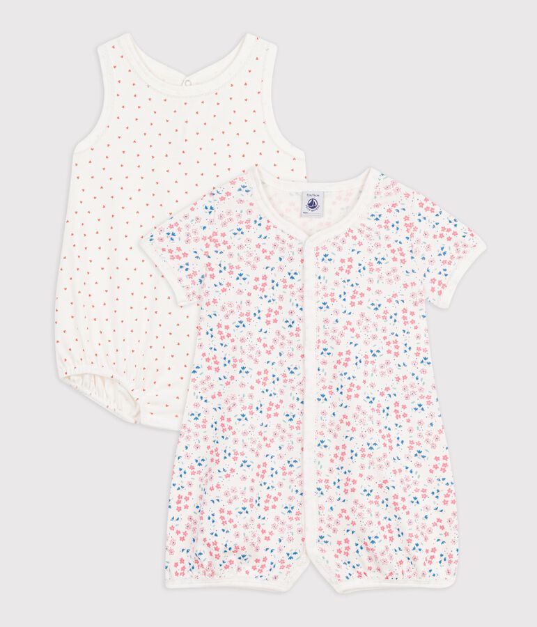 Juego de monos cortos de algod&oacute;n estampado para beb&eacute; multicolor