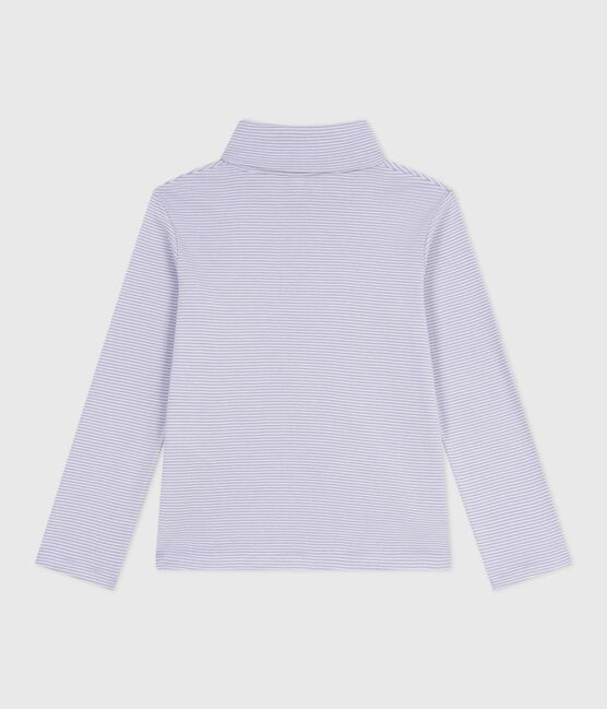 Camiseta infantil de cuello alto de algodón a rayas blanco SQUAW/ MARSHMALLOW