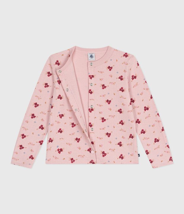 C&aacute;rdigan infantil de algod&oacute;n estampado rosa/multicolor