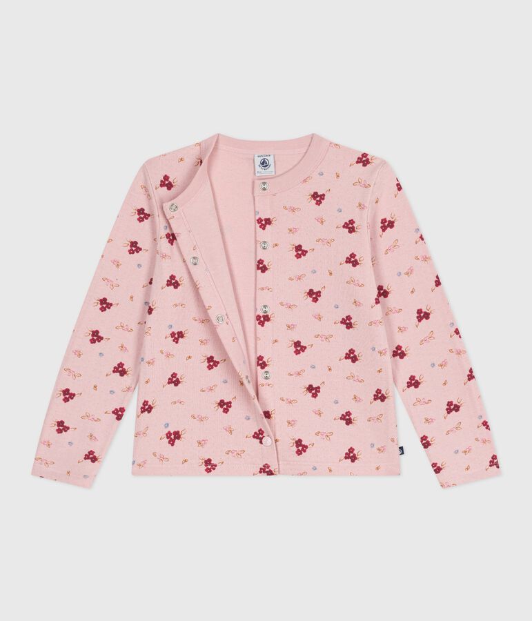 C&aacute;rdigan infantil de algod&oacute;n estampado rosa JOLI/blanco MULTICO