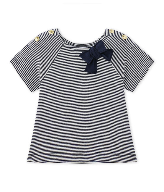 Camiseta para bebé niña a rayas azul SMOKING/blanco LAIT