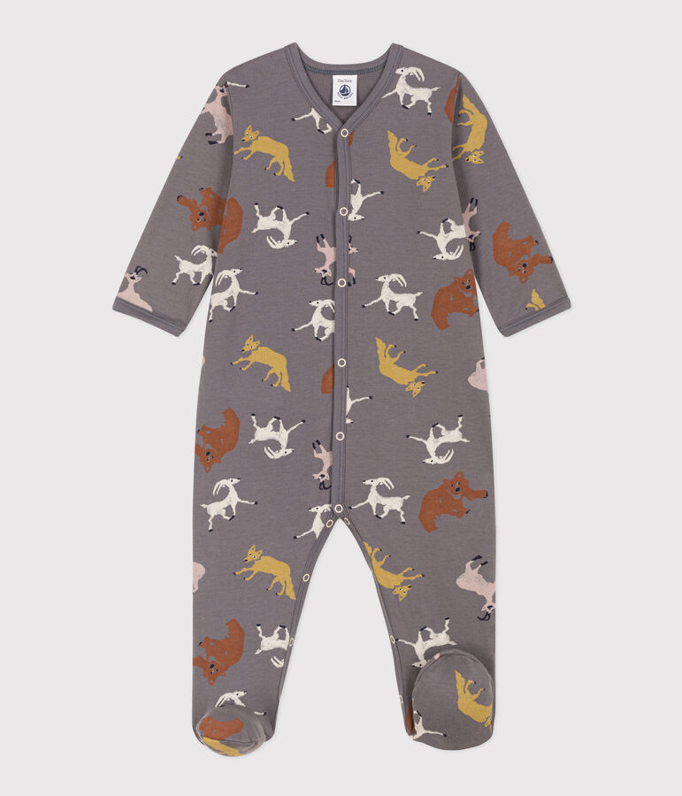 Pijama de felpa con animales para beb&eacute; gris/multicolor