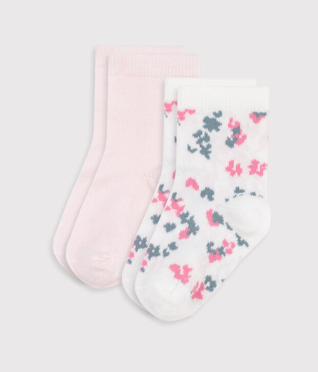 2 pares de calcetines de algod&oacute;n con estampado de flores para beb&eacute; multicolor