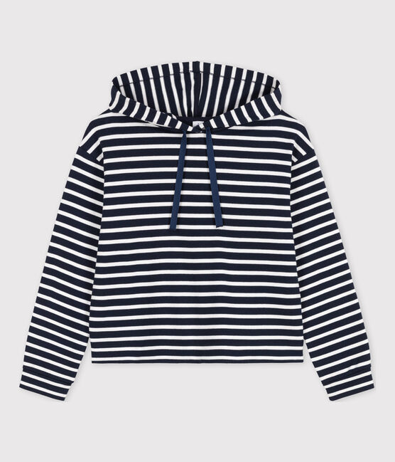 Sudadera de algodón con capucha para mujer azul SMOKING/blanco MARSHMALLOW