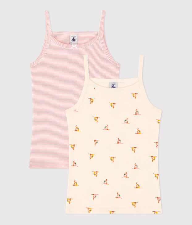 Juego de 2 camisetas de tirantes infantiles de algod&oacute;n multicolor