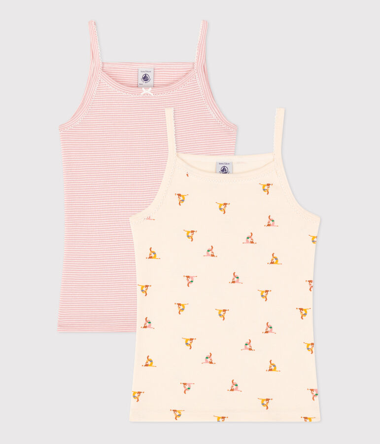Juego de 2 camisetas de tirantes infantiles de algod&oacute;n multicolor