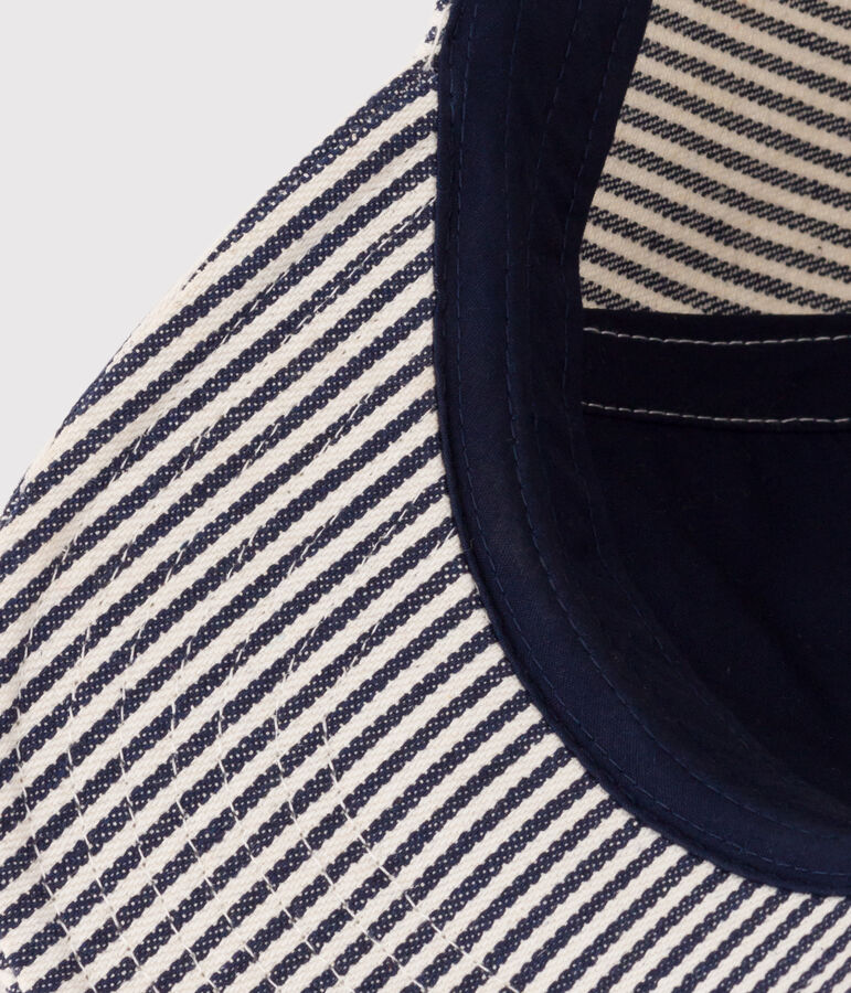 Gorra de tela Petit Bateau Family para beb&eacute; azul/blanco