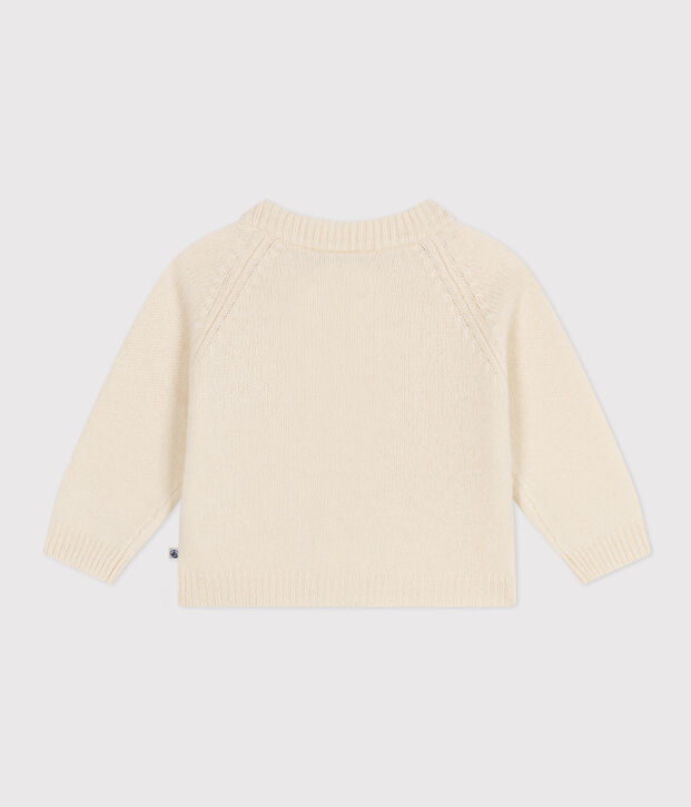 C&aacute;rdigan de beb&eacute; de punto de lana y nylon reciclado crudo