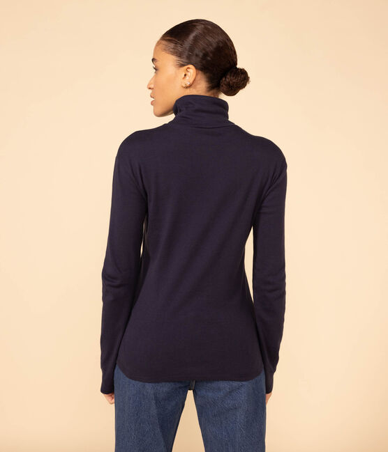 Camiseta LA RECTA de algodón con cuello vuelto para mujer azul INCOGNITO
