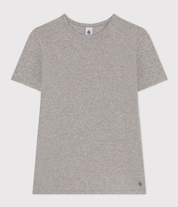 Camiseta L'ICONIQUE de algod&oacute;n de punto cocotte para mujer gris