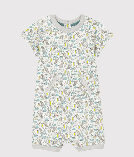 Mono corto estampado para bebé niño blanco MARSHMALLOW/blanco MULTICO