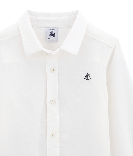 Camisa de lino y algodón para niño blanco LAIT