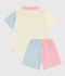 Pijama infantil corto abotonado de algod&oacute;n a rayas blanco/multicolor