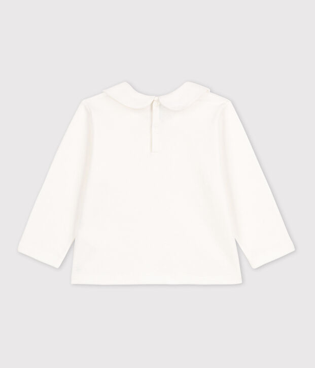 Blusa de algod&oacute;n de manga larga para beb&eacute; blanco